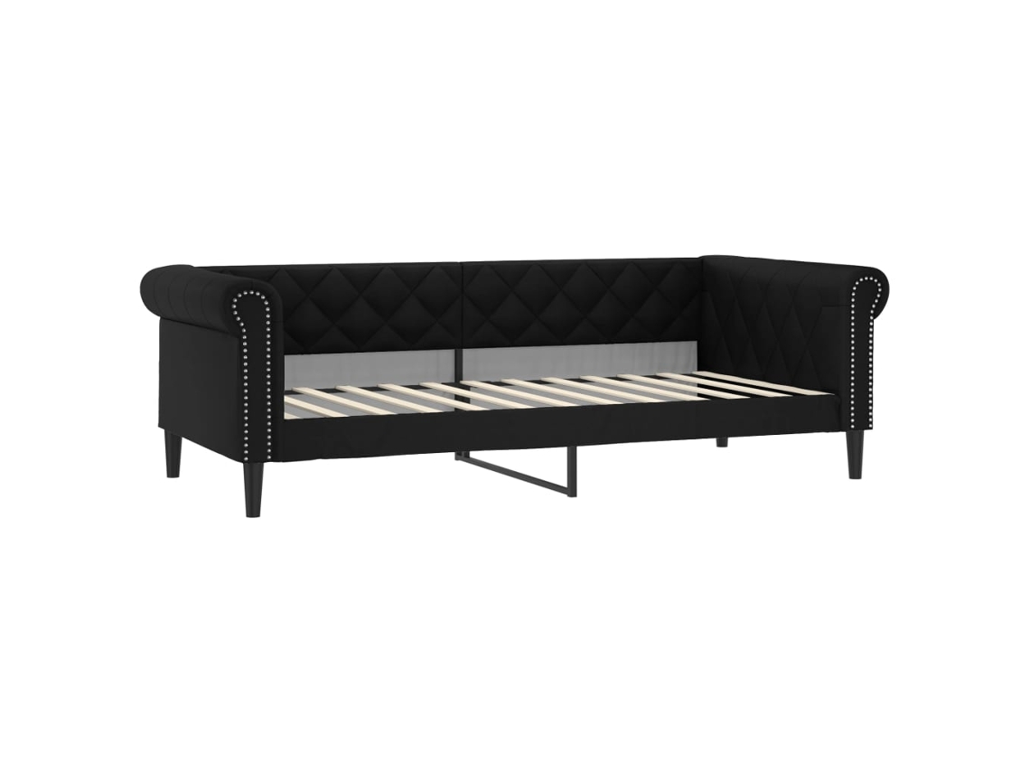 Day Bed, Day Beds Vidaxl Preto Couro Artificial (100 X 200 Cm)
