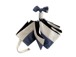 Guarda chuva Dobrável Dual Propósito UV Proof Impermeável Metal Azul Base Linha Branca Automático