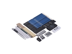Kit de Lápis de Desenho Profissional de 32 Unidades Incluindo Lápis de Desenho Lápis de Grafite e Carvão Bastões Borrachas Apontadores
