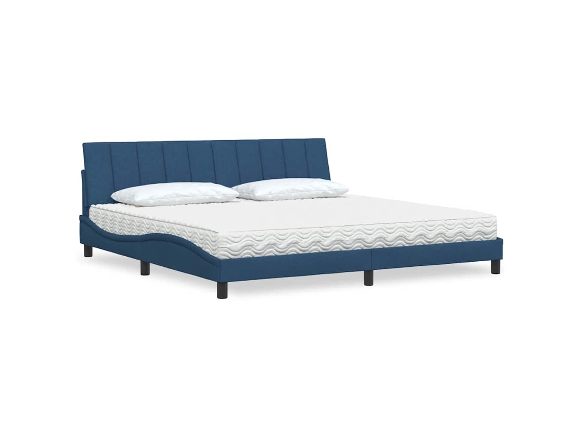 Vidaxl Cama Com Colchão Hanko 200x200 Cm Tecido Azul