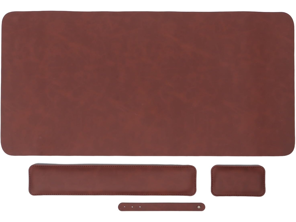 Conjunto de Apoio Pulso para Teclado e Mouse em Couro Pvc Marrom Healeved com Espuma Viscoelástica, Ampla Supe