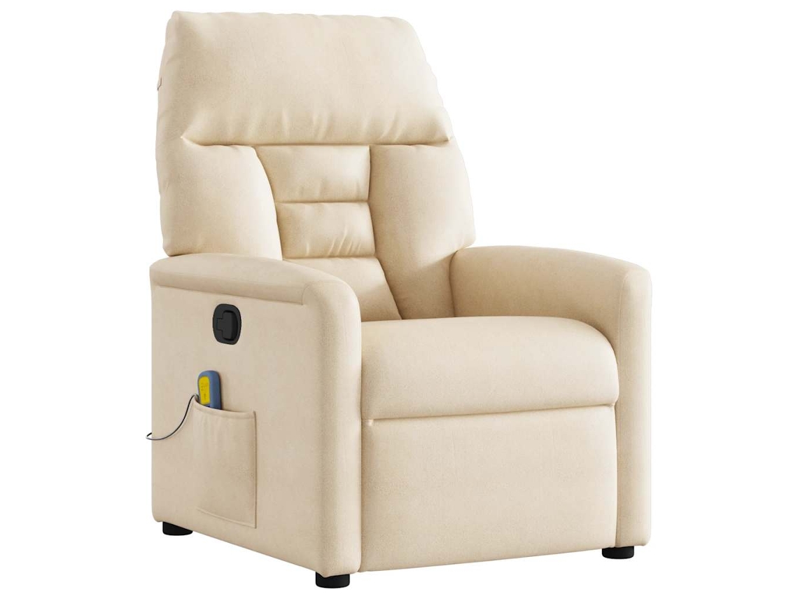 Vidaxl Poltrona De Massagens Reclinável Tecido De Microfibra Cor Bege