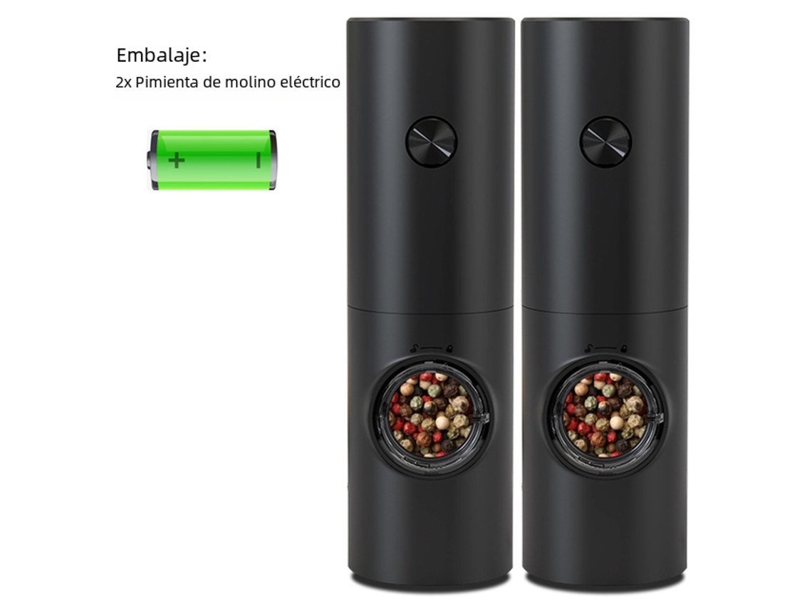 Moedor Elétrico Automático De Pimenta E Sal, Material Plástico, Lâmpada Led Ajustável Brilvibera