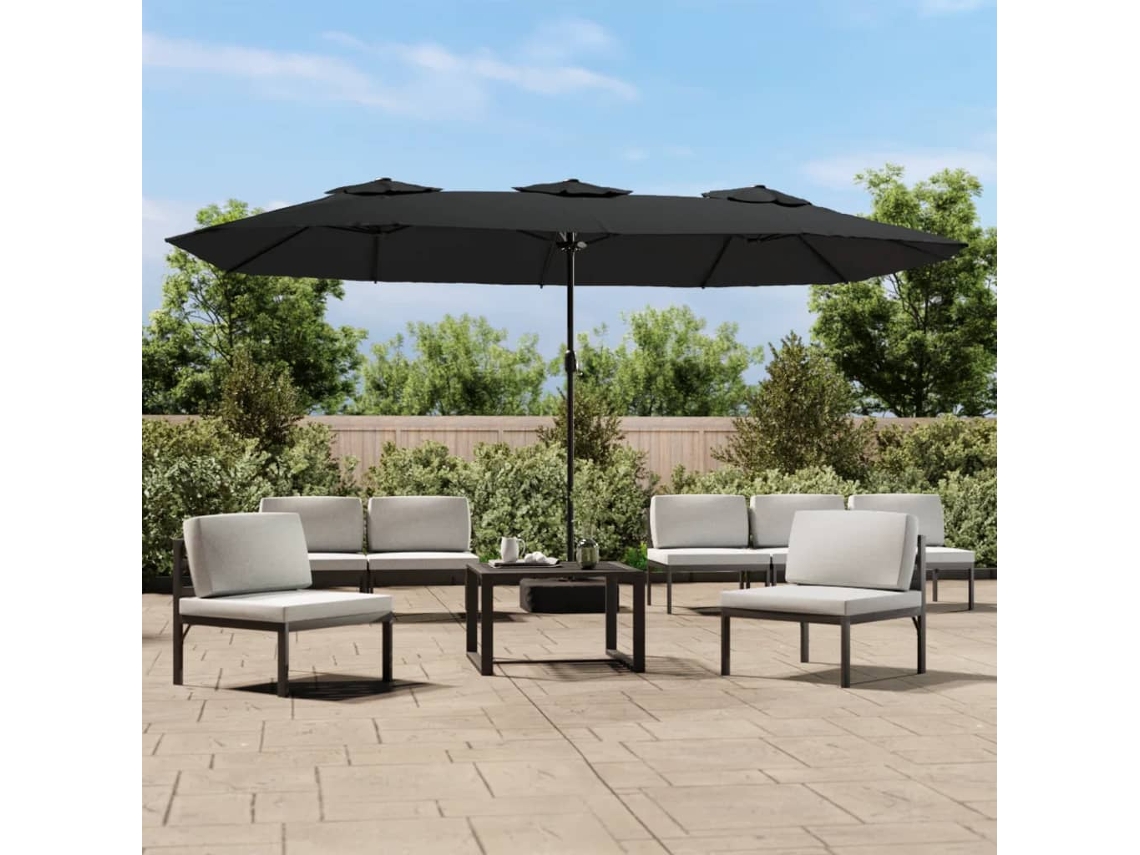 Vidaxl Guarda-sol De Jardim Com Cabeça Dupla 449x265 Cm Preto