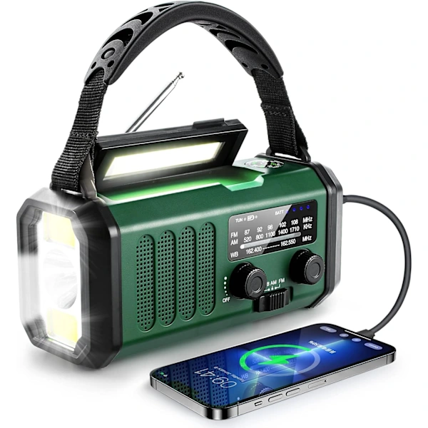 RÁDIO DE EMERGÊNCIA, bateria 10000mAh, meteorológico, AM/FM, lanterna LED, alarme SOS AQUAFORGE