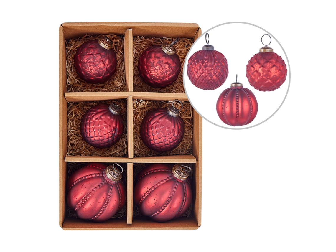 Bolas de Natal Conjunto de 6 Vermelho ARGENTIN