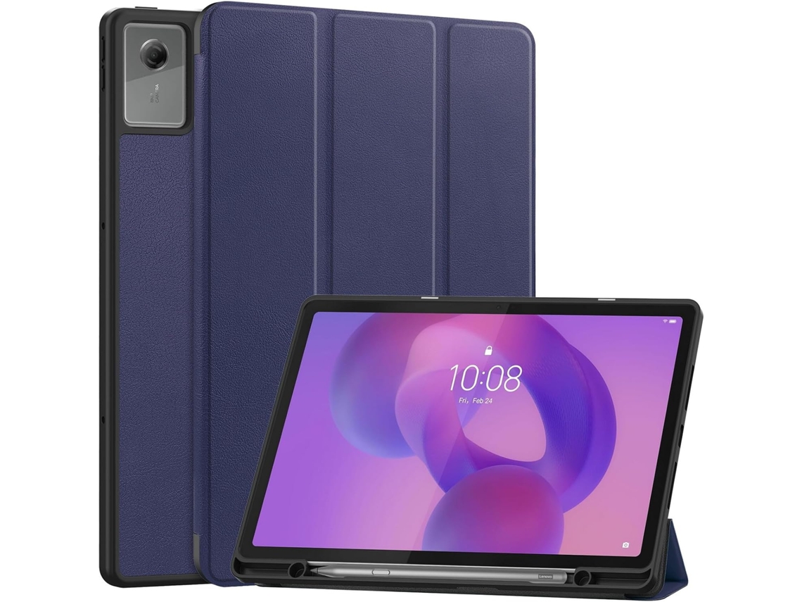 Capa Para Lenovo Xiaoxin Pad 12.1“ 2025 Traseira Ultrafina Em Tpu Macio, , Com Suporte Azul Escuro Hexinyigjly