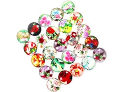 50 Adesivos Redondos Vidro Decoração Diy Delicado Padrão Flores Ideais Confecção Joias Projetos Criativos GOKOCO