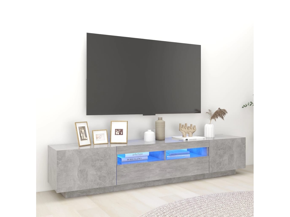 Vidaxl Móvel De Tv Com Luzes Led 200x35x40 Cm Cinzento Cimento