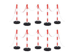 Vidaxl Conjunto De Postes Com Corrente De Plástico 10 M