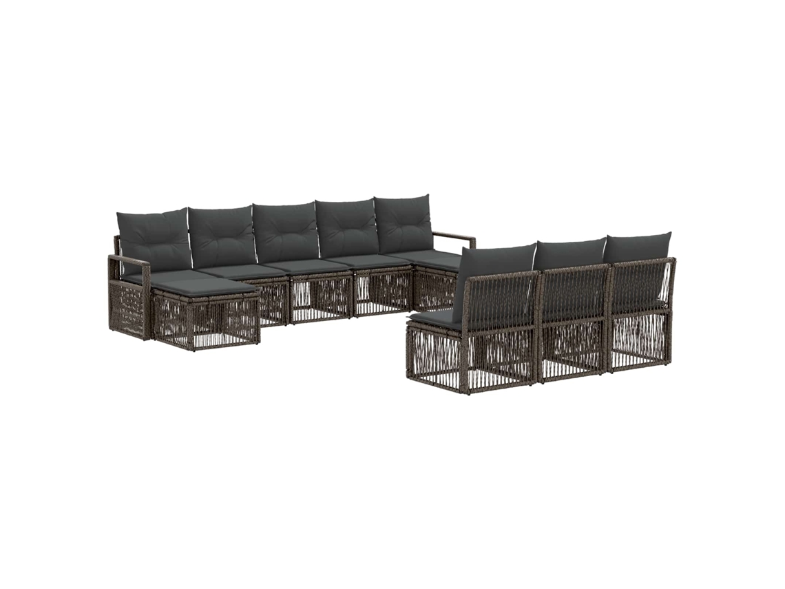 Vidaxl Conjunto De Sofá De Jardim 10 Pcs Cinzento Vime Pe