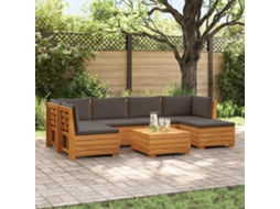 Vidaxl 7 Unid. Conjunto De Sofás Para Exterior Castanho