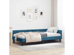 Vidaxl Estrutura De Cama De Canto Azul 90 Cm X 190 Cm Veludo