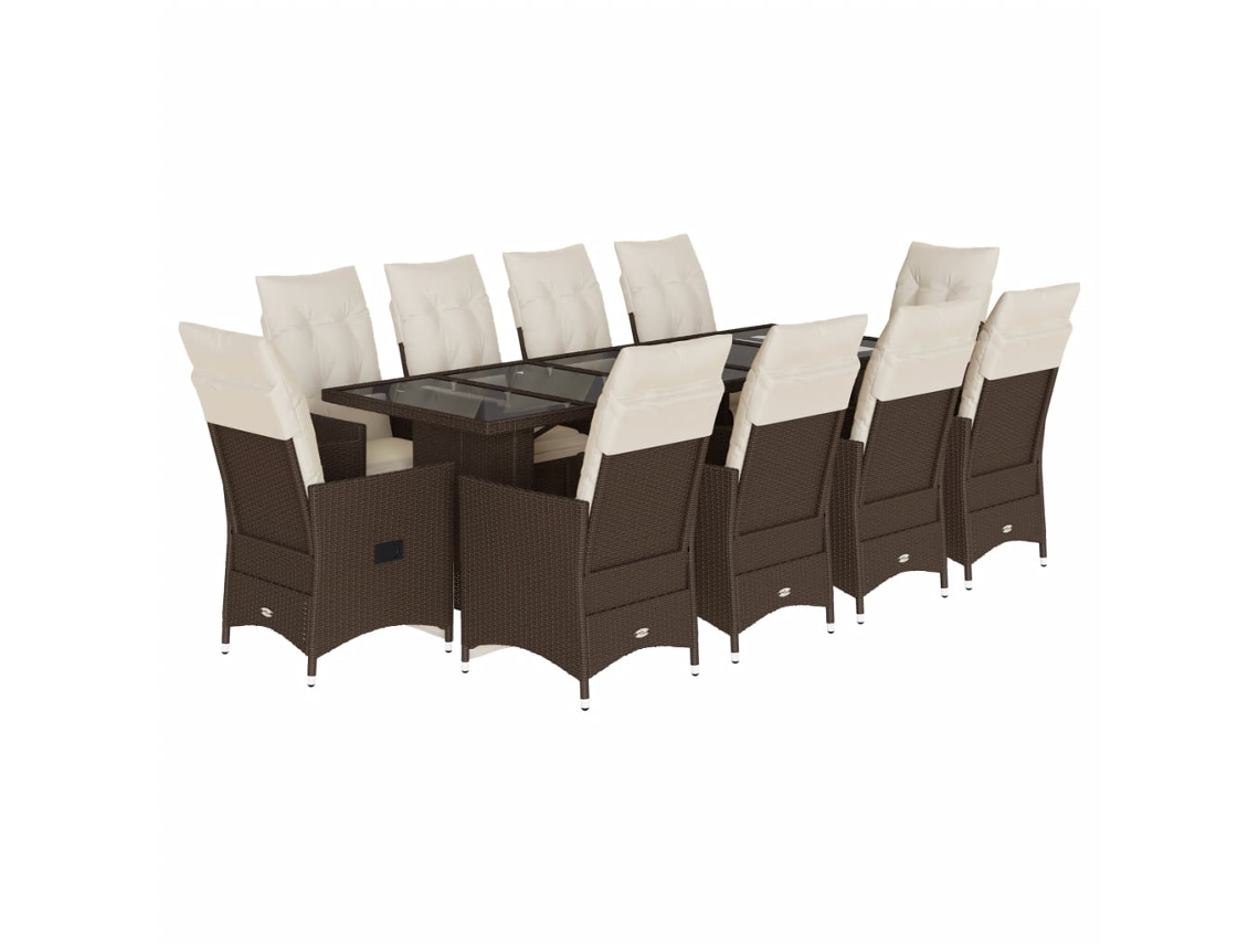 Conjunto de 11 Bistrôs para Jardim com Almofadões Vime Pe Castanho MAISON EXCLUSIVE