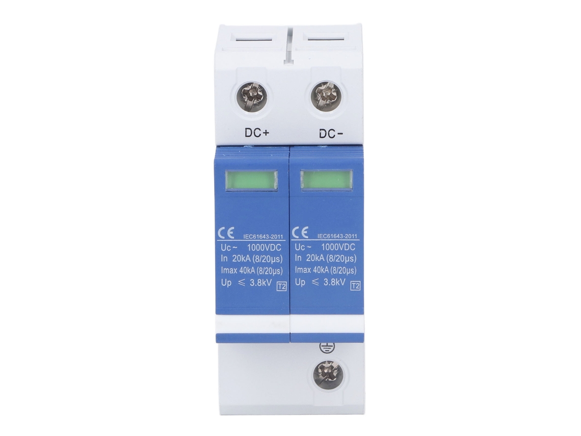 Protetor De Surtos 2p 1000vdc Para Sistema Fotovoltaico Com Proteção De Circuito E Indicador