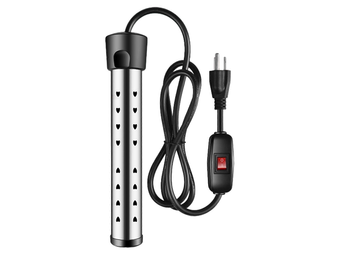 Aquecedor de Imersão 1500w para Balde, Seguro, com Textura em Aço Inoxidável, Haste Aquecimento Rápido, Bastão Alta Potência. GOKOCO