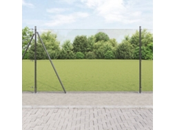 Cerca De Arame Soldado Com 13 Postes Flangeados Cinza 1,5x25 M Aço Lovely Home