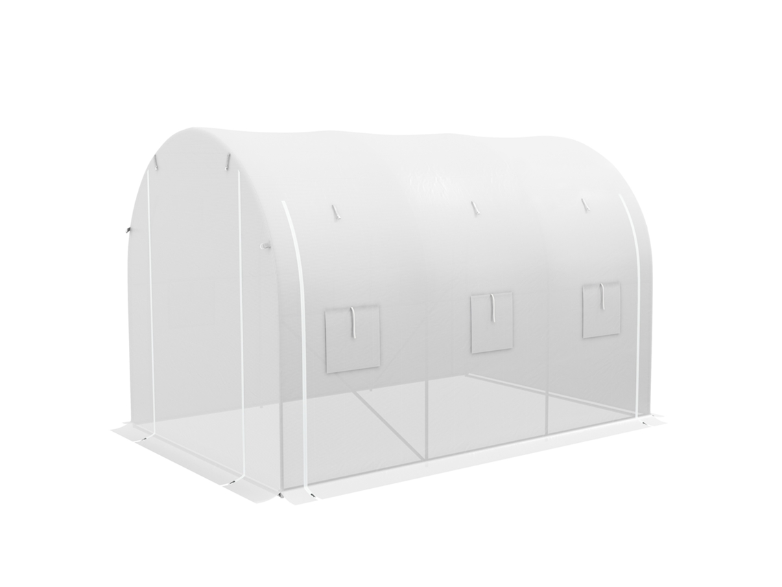 Estufa Jardim 6m² 3x2m Com 6 Janelas E Porta, Branca