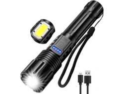 Conjunto De Lanterna Com Bateria 18650 Cabo Usb Em Caixa Branca*