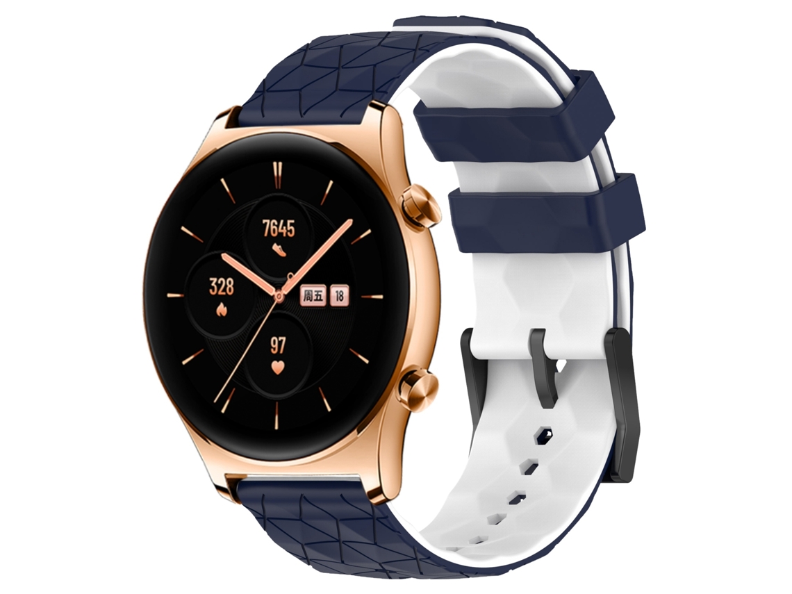 Bracelete de Smartwatch para Honor Watch GS 3 22mm de silicone de duas cores com padrão de futebol (azul meia-noite + branco)