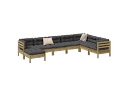Vidaxl 8 Pcs Conj. Sofás Jardim C/ Almofadões Madeira Pinho Impregnada