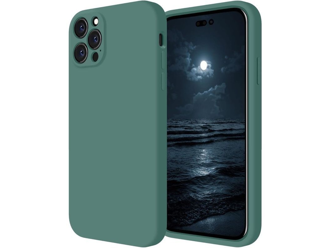 2026 capa Linjou para Iphone 14 Pro, Silicone Atualizado, 6.1 Polegadas, Verde Midnight com Proteção de Câmera