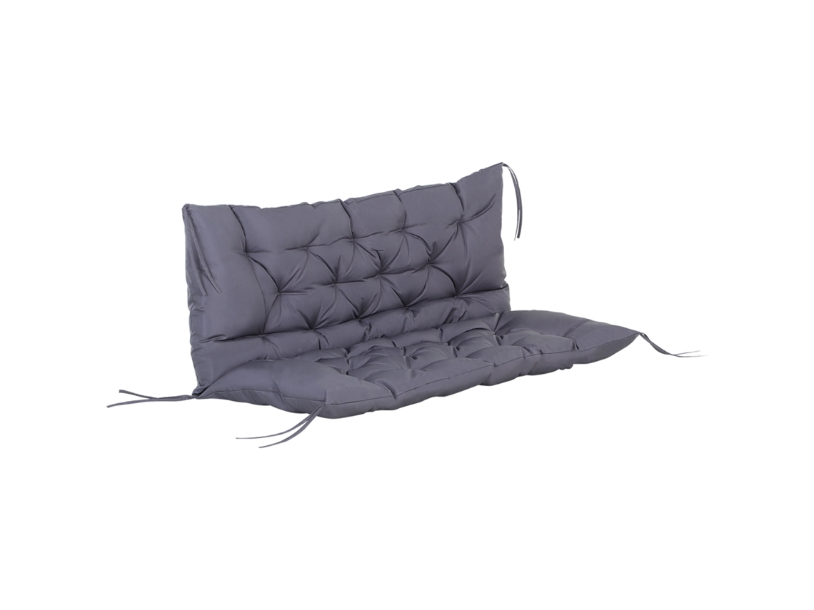 Almofada para banco com encosto 120x110x12cm almofada de banco de 2 lugares para jardim terraço balcão exterior cinza S/MARCA
