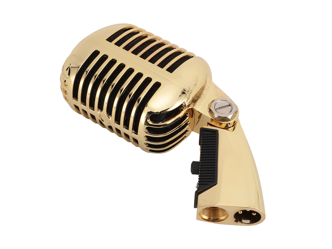 Aetheria microfone Dinâmico Vintage Retro de Liga de Zinco com Suporte Giratório Autotensão para Ktv Ouro