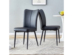 Conjunto De 2 Cadeiras De Jantar Pretas Pu, Design Moderno, 89cm De Altura. Perfeitas Para Escritório, Restaurante E Casa.-kd
