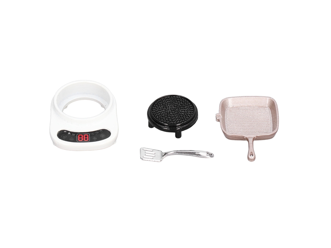 Ats conjunto de Utensílios de Cozinha para Casa de Boneca 1:12 Forno Panela Espátula Aço Miniatura Cozinha Branca