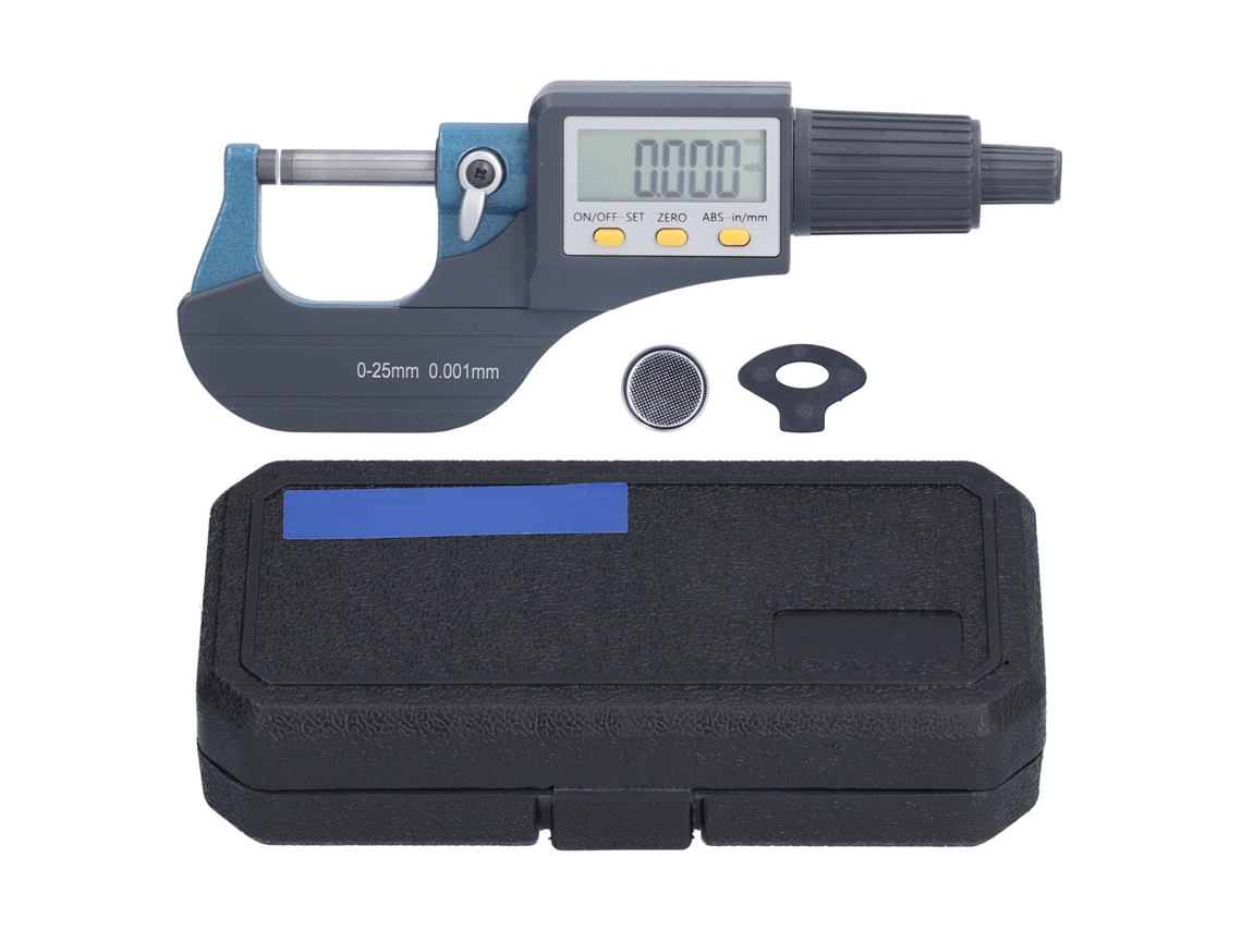 Micrómetro Digital Com Resolução 0.00005in/0.001mm, Ferramenta De Medição De Espessura Profissional 0‑25mm