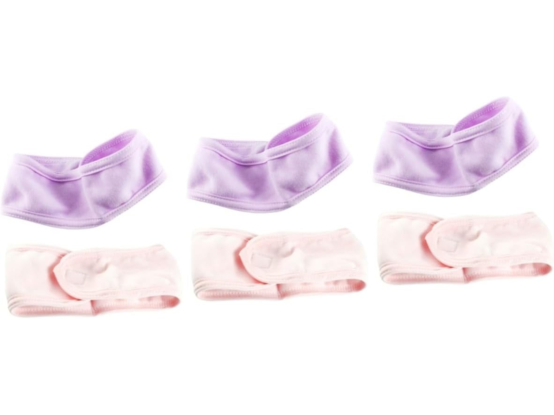 Conjunto De 6 Faixas Elásticas Largas Para A Cabeça, Ideais Para Ioga E Tratamentos Faciais, Na Cor Rosa.