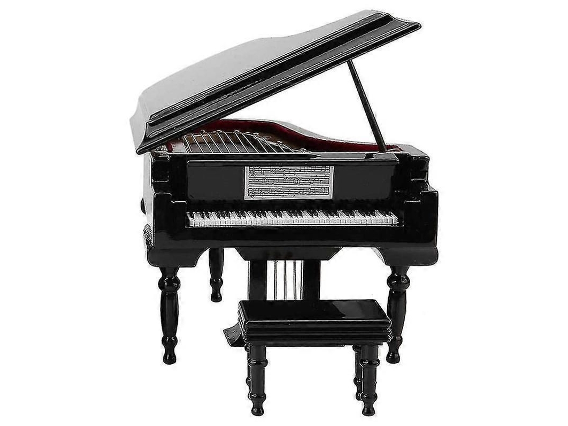 Modelo De Piano De Cola Miniatura Com Cadeira, Decoração Para Lar E Escritório, Preto, Madeira E Plástico Negro