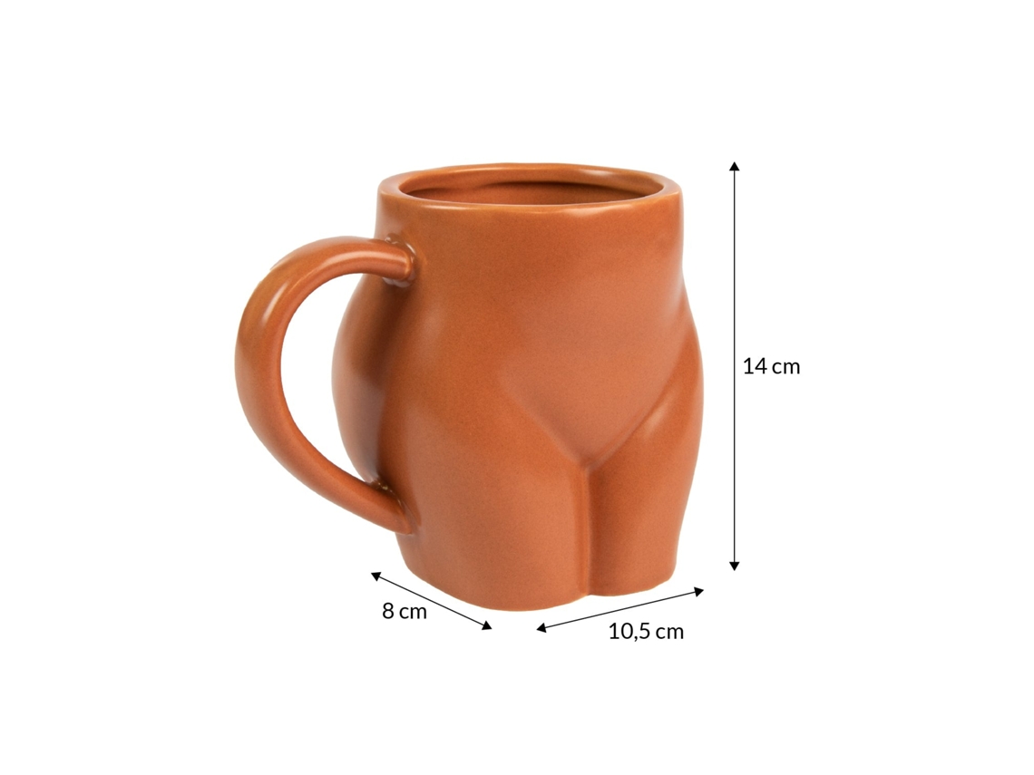 Chávena Engraçada com a Forma de Um Rabo Caneca Original em Cor Terracota Capacidade: 320 Ml 14 X 10,5 X 8 Cm Material: Porcelana FISURA