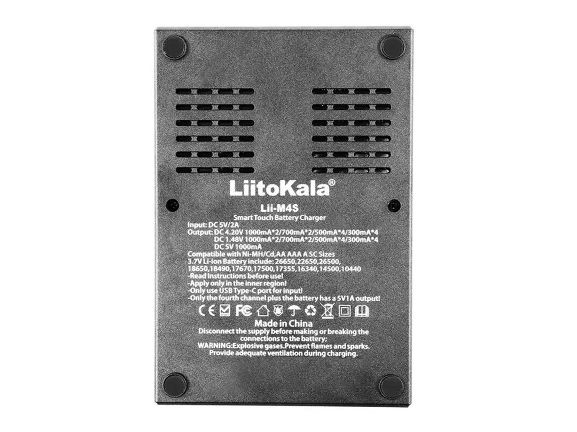 Carregador De Bateria Liitokala Lii-m4s Para 26700, 18650, 26650 E 21700 Aa Com Botão De Toque E Ecrã Lcd Para Teste Da Capacidade Do Carregador De Ba