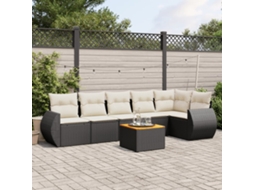 Vidaxl 7 Pcs Conjunto De Sofás P/ Jardim C/ Almofadões Vime Pe Preto