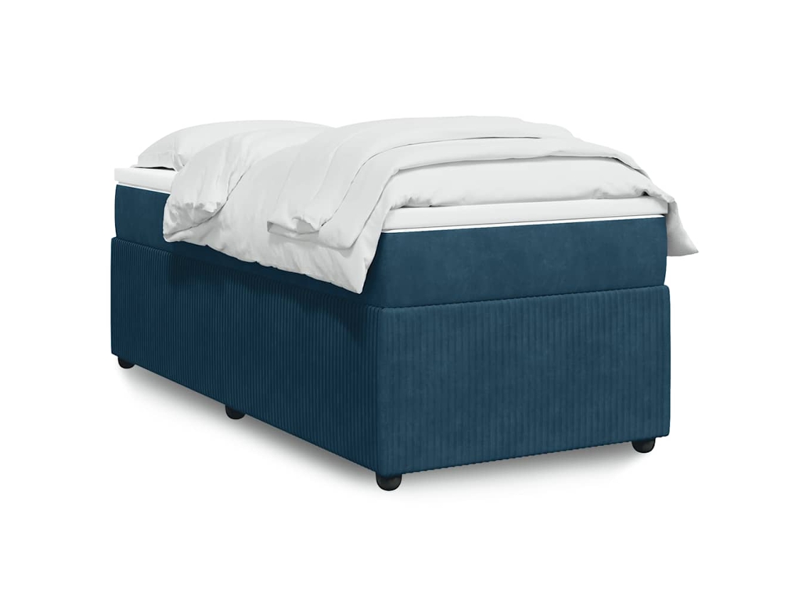 Vidaxl Cama Com Molas/colchão 90x190 Cm Veludo Azul-escuro