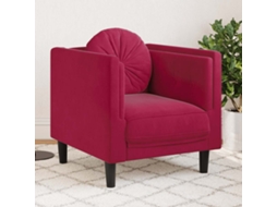 Vidaxl Poltrona Com Almofadão Veludo Vermelho Tinto