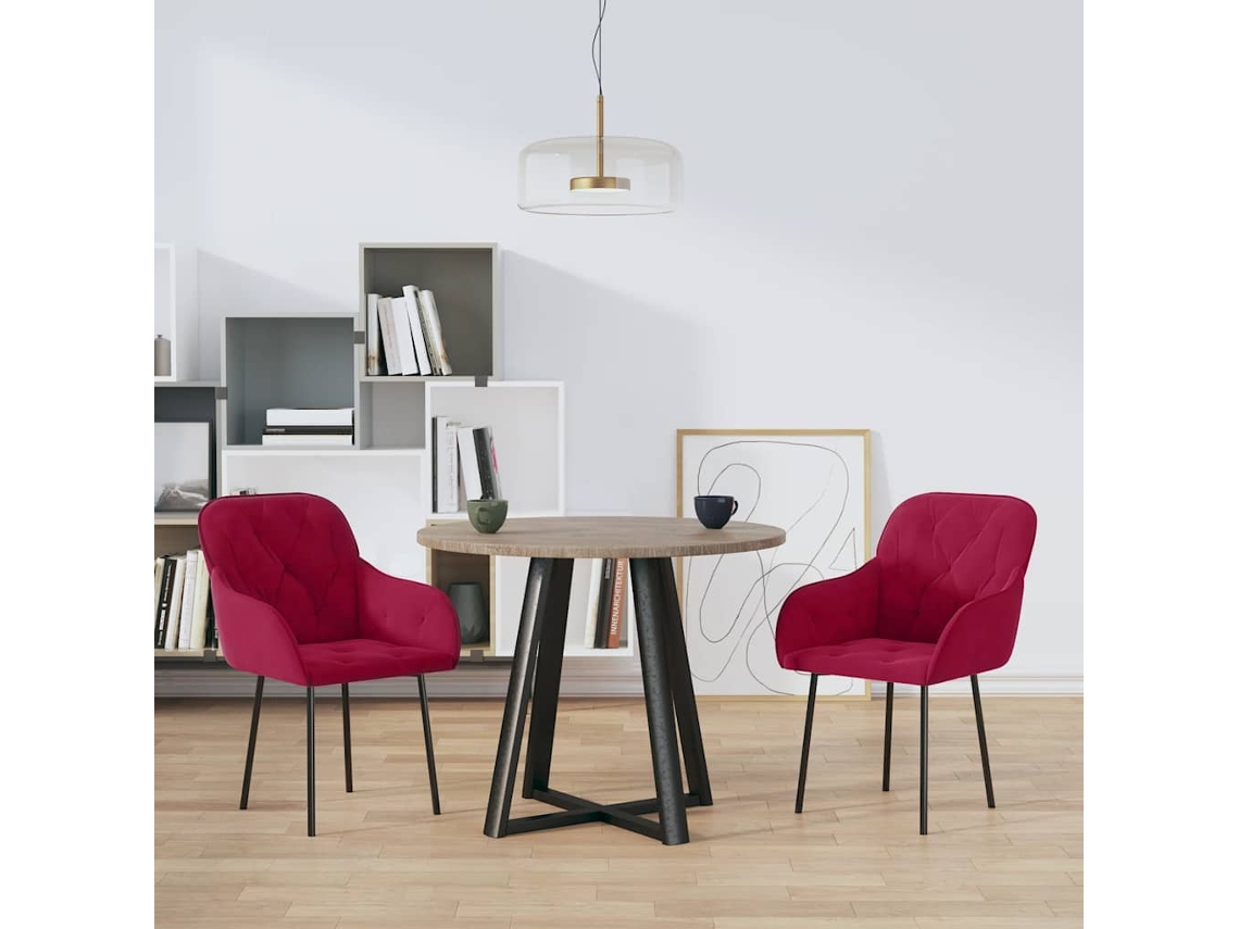 Vidaxl Cadeiras De Jantar 2 Pcs Veludo Vermelho Tinto