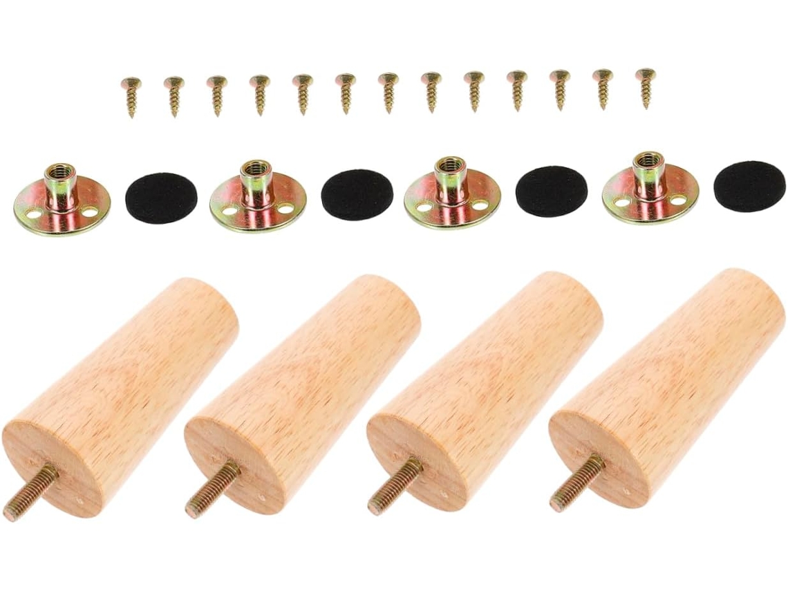 Lifkome Conjunto De 4 Pés Madeira Maciça Para Móveis, Pés Cônicos De Reposição Para Sofá, Escrivaninha, Suporte De Tv E