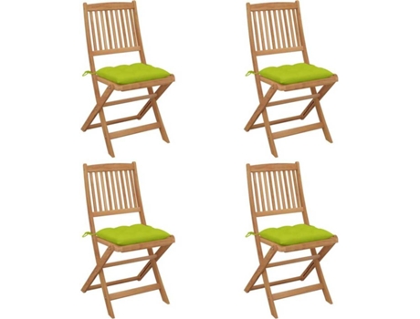 Conjunto 4 Cadeiras de Jardim  Dobráveis c/Almofadas 3064697 (48,5x57x91 cm - Madeira de Acácia)