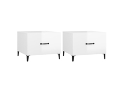 Mesas de centro + pés de metal, 2 peças, Branco Brilhante, MAISON EXCLUSIVE (50x50x40 cm)