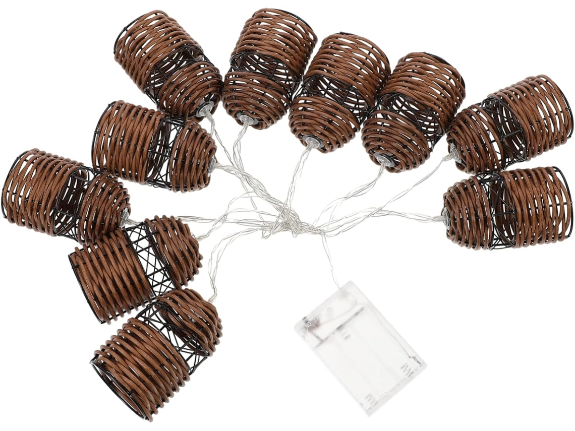 Luzes Led Decorativas Imitando Rattan Para Quarto, Iluminação Quente, Alimentadas Por Bateria Luzes Led Decorativas Imitando Rattan Par Gokoco