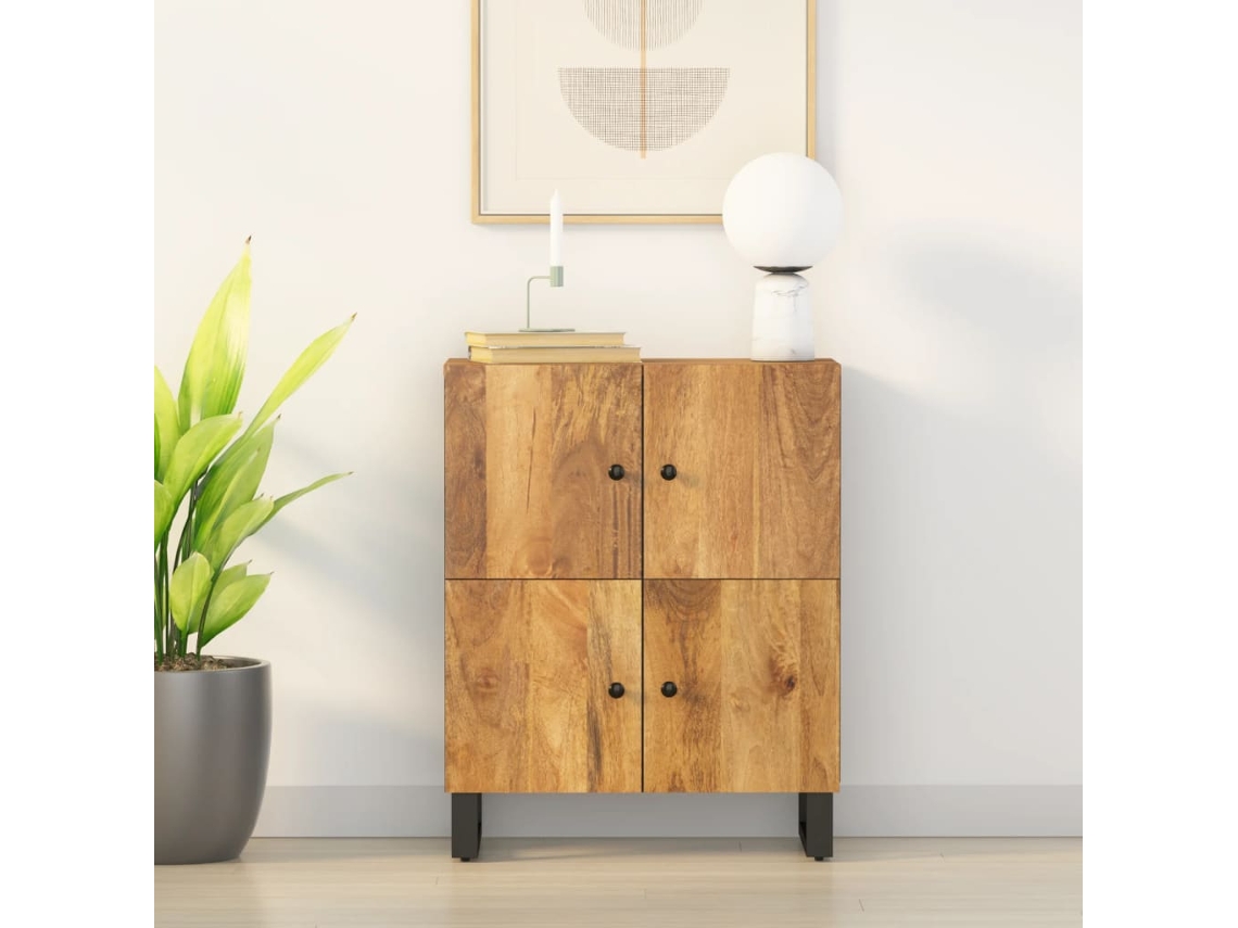 Aparador con 4 puertas 60x33x75 cm madera maciza de mango