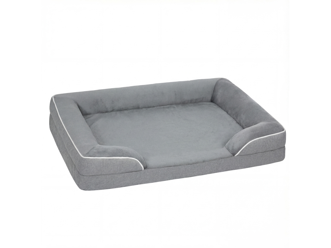 Cama Com Base Antiderrapante Capa Lavável 91,5x68,5x16,5 Cm Cinza