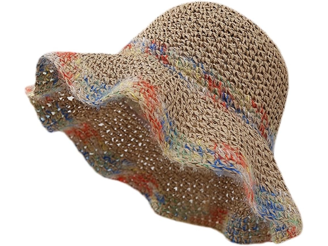 Cloche De Palha Elegante Feito À Mão Chapéu Para Mulheres, Chapéu De Pescador Simples Tricotado Na Cor Cáqui