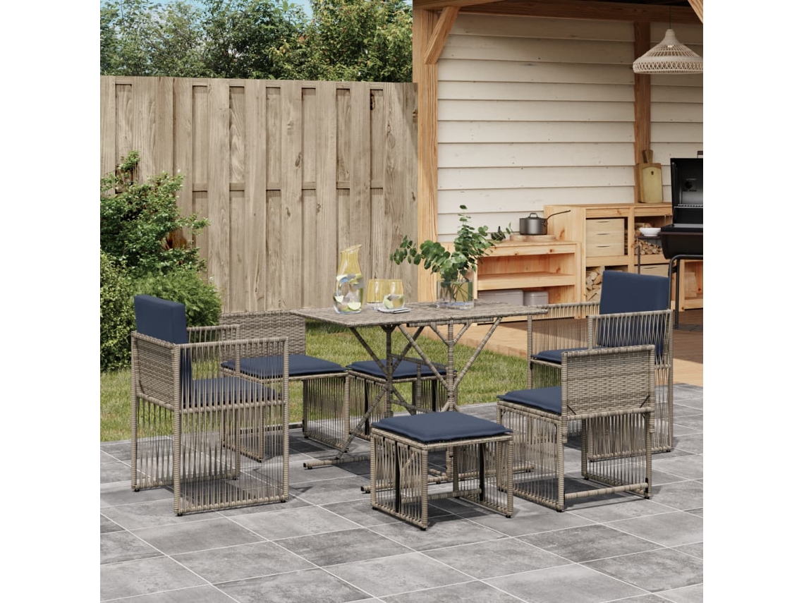 Conjunto de Sofá de Jardim com 14 Peças e Almofadas em Rattan Sintético Marrom VIDAXL