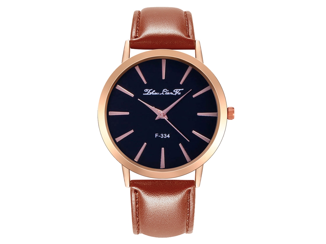 Reloj De Pulsera Unisex De Cuero Pu Moda Quartz Para Hombre Y Mujer (café Claro)