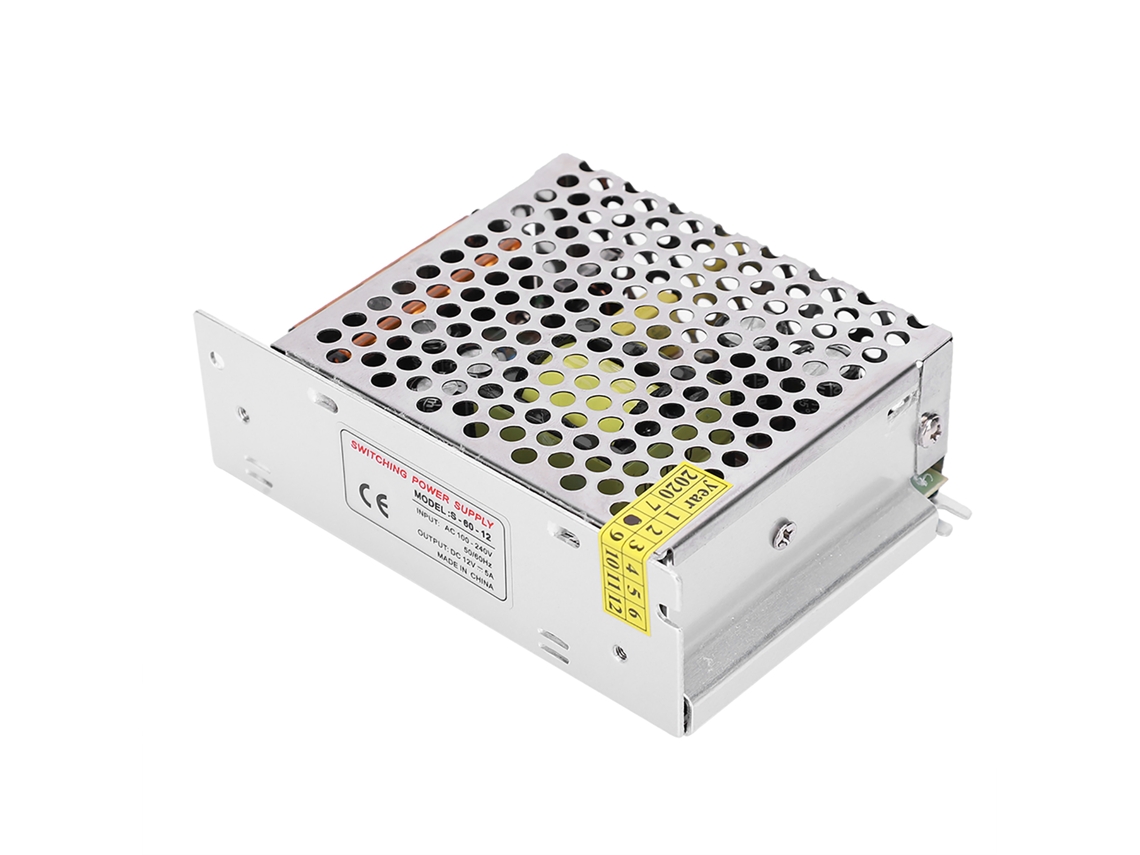 Adaptador de fonte de alimentação comutada de 12 V CC para display LED e impressora 3D (12 V, 5 A, 60 W)