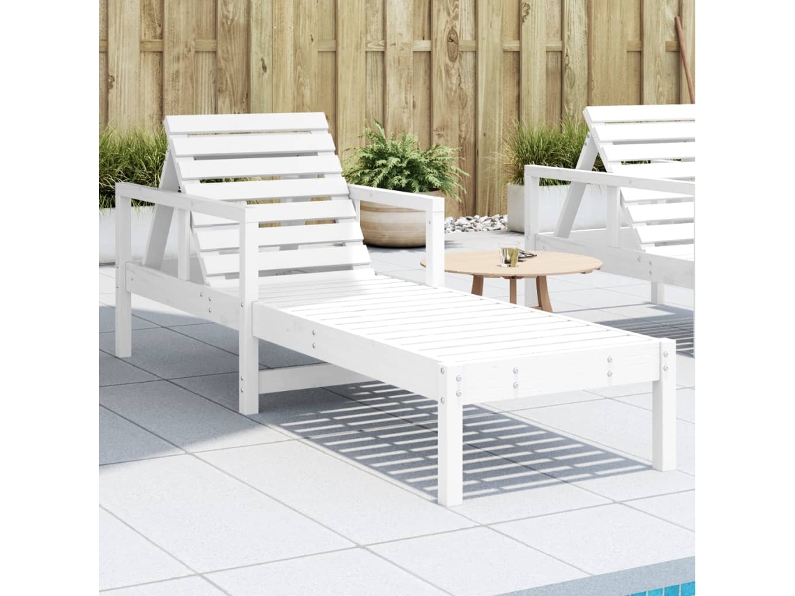 Vidaxl Espreguiçadeira 199,5x62x55 Cm Madeira De Pinho Maciça Branco